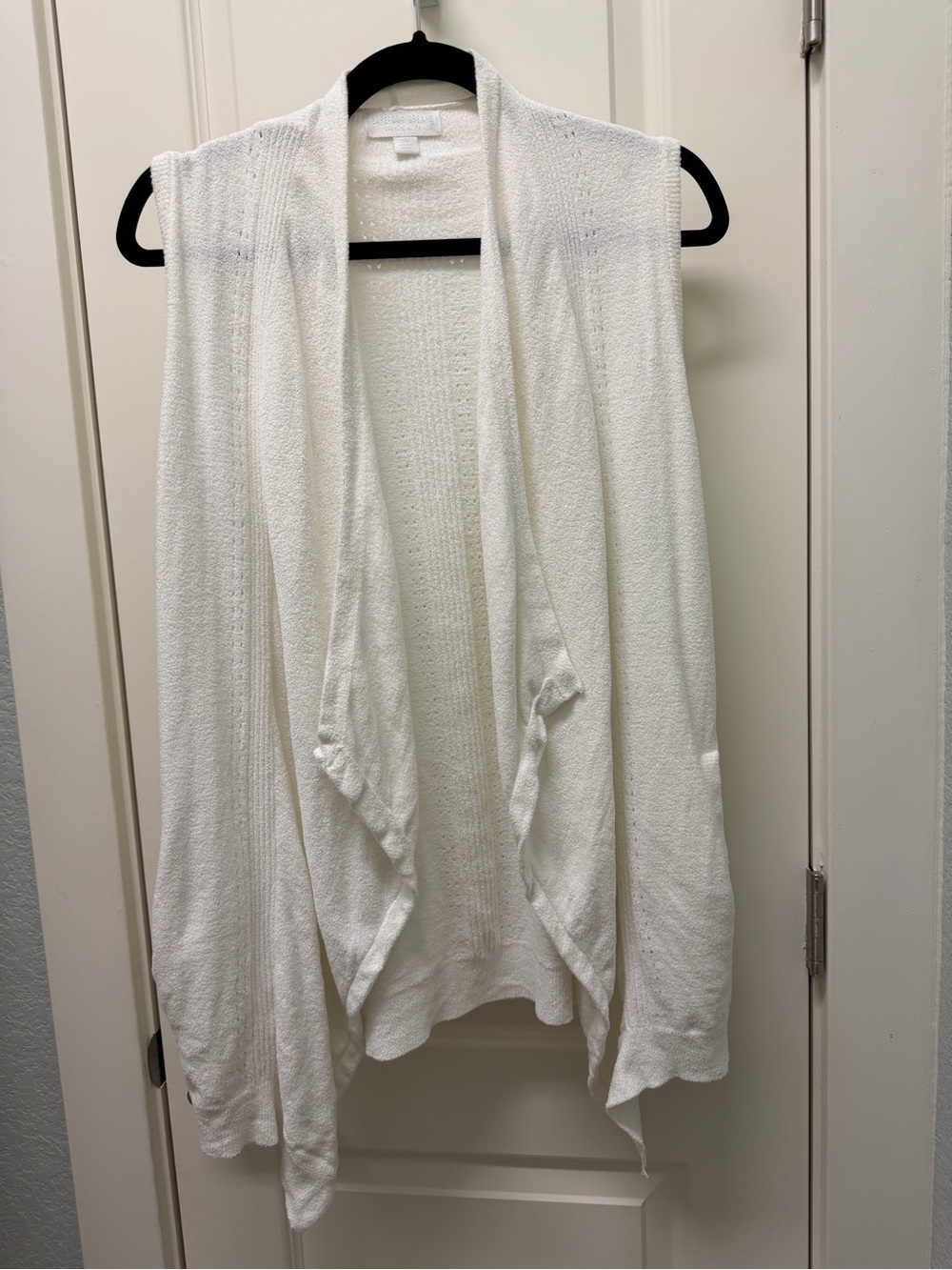 White Open-Front Draped Women’s Sweater Cardigan